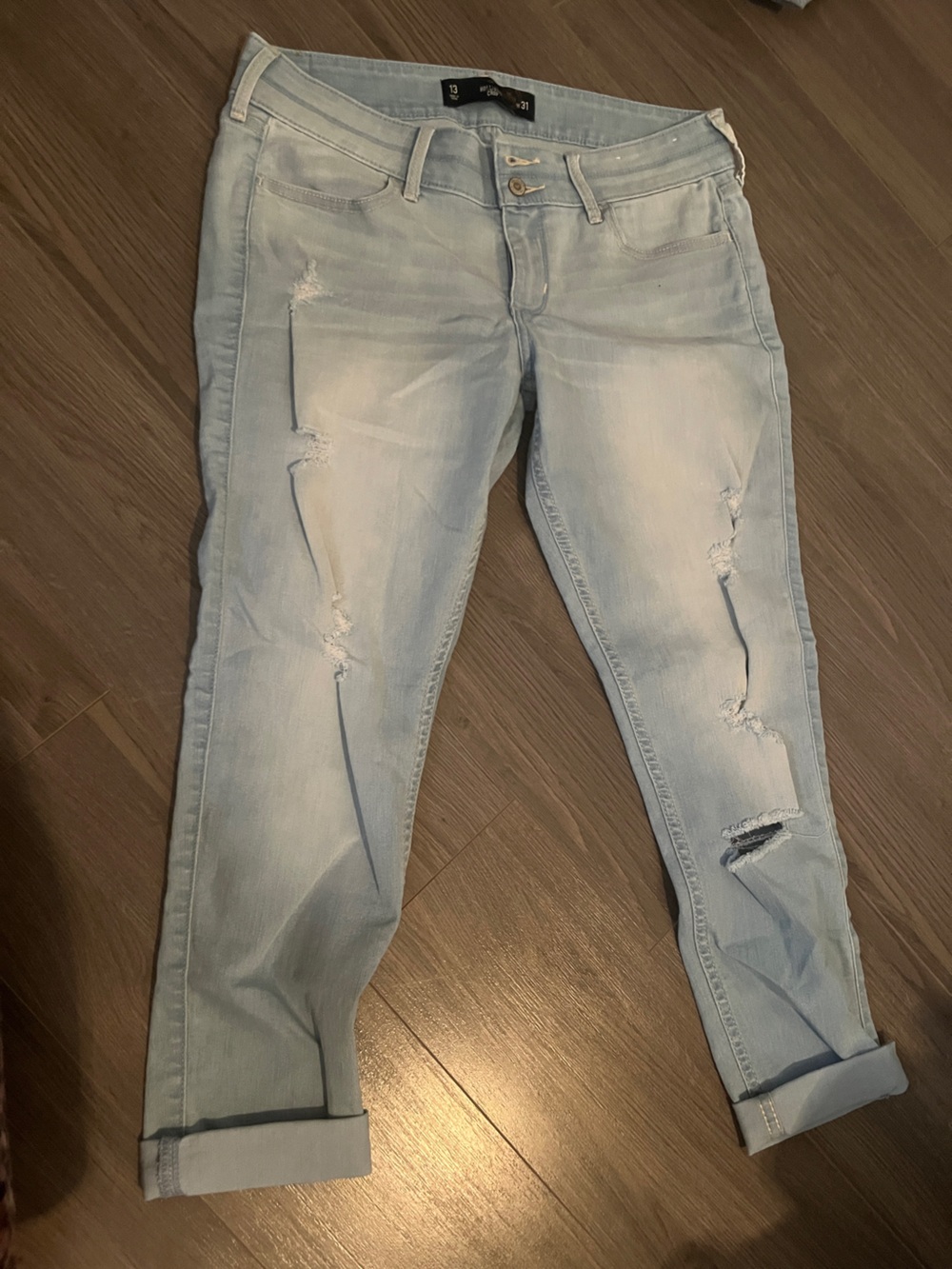 Hollister Light Blue Distressed Boyfriend Jeans